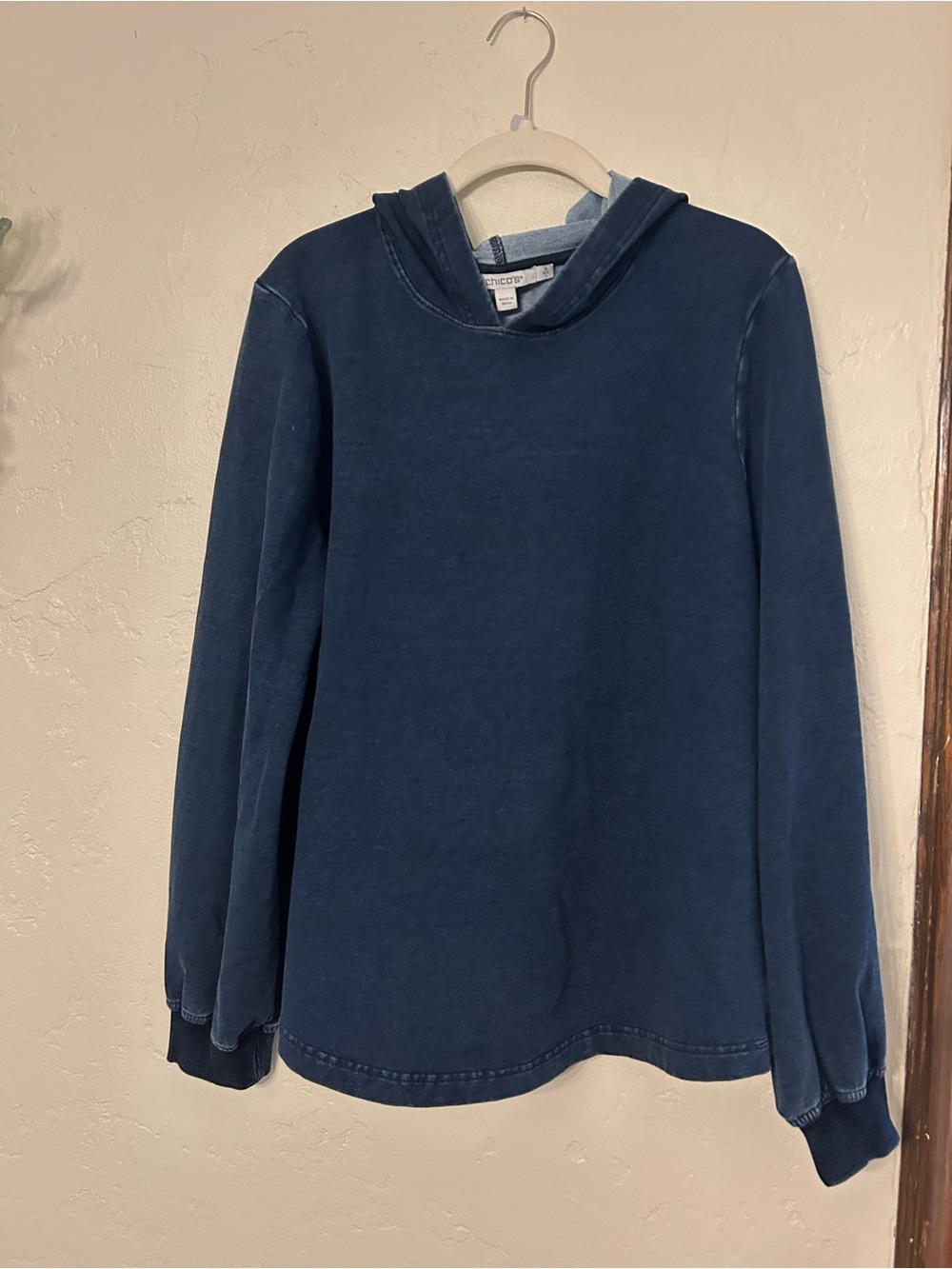 Chico's Navy Hooded Pullover Sweatshirt